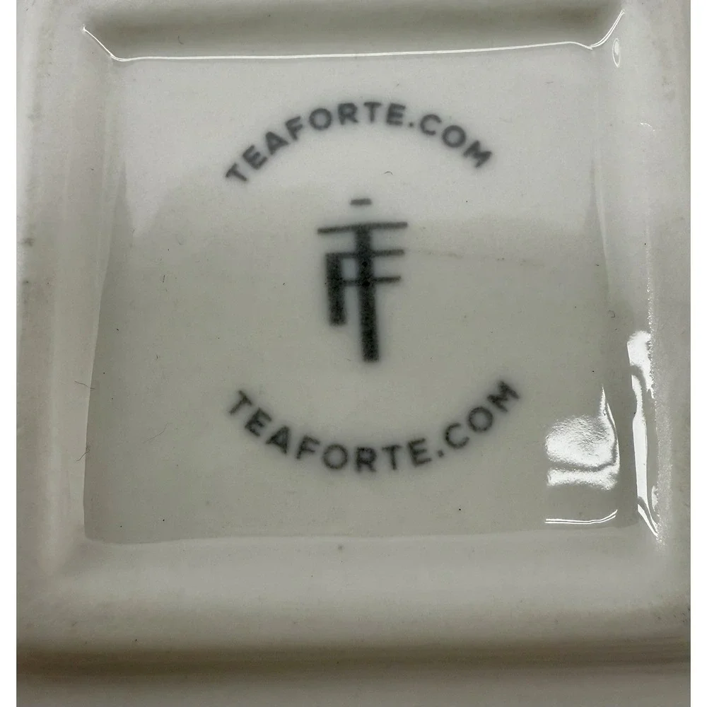 Tea Forté Cup & Saucer‎ Set 2 – White Porcelain Contemporary Square Design NWOB